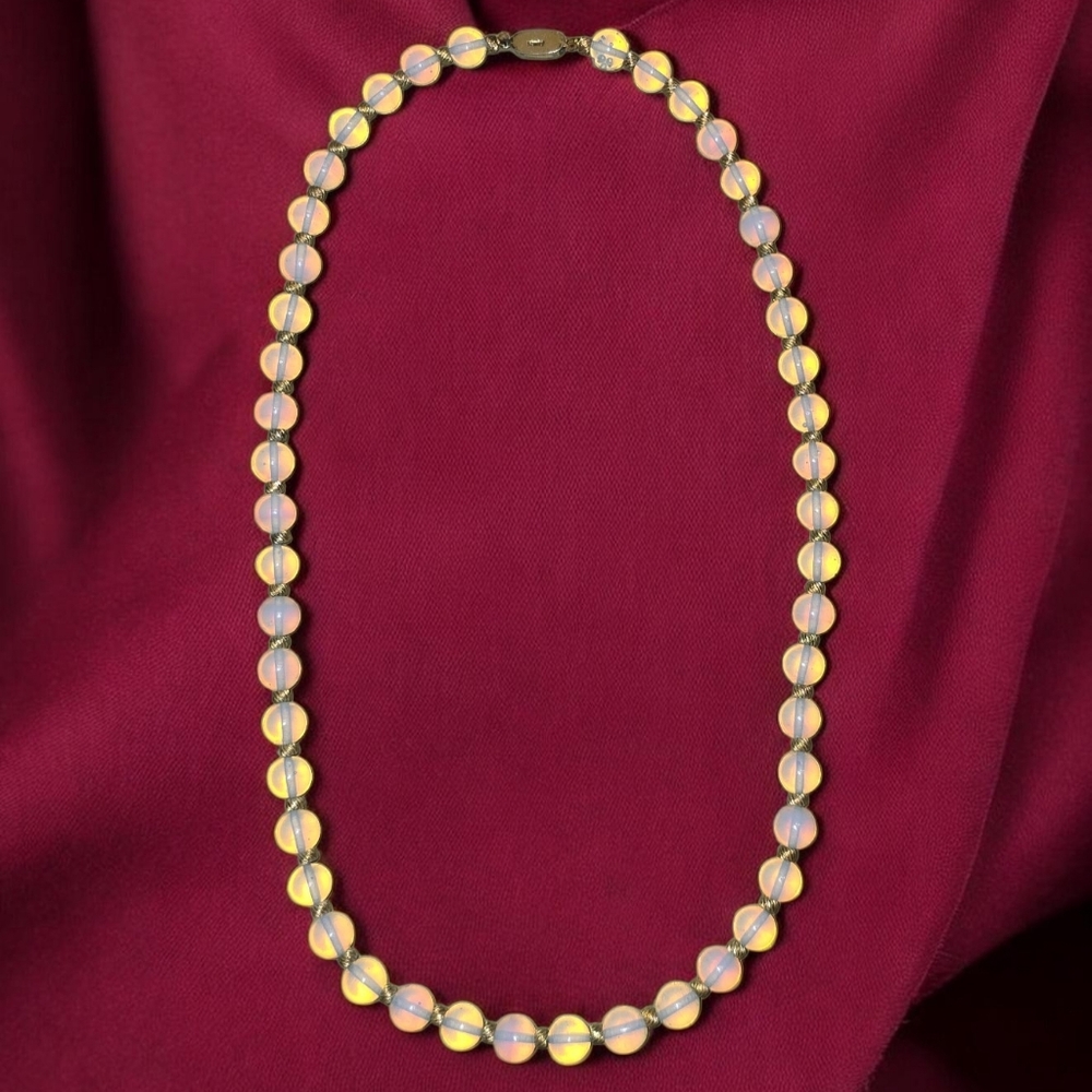 💥Art Deco Opaline Necklace With A Vermeil Clasp - Picture 3 of 5